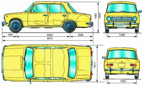 Основные габаритные размеры автомобиля ВАЗ-2101