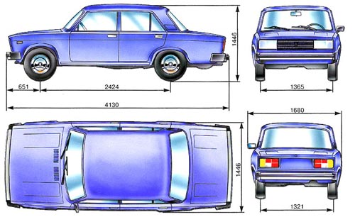 Основные габаритные размеры автомобиля ВАЗ-2105